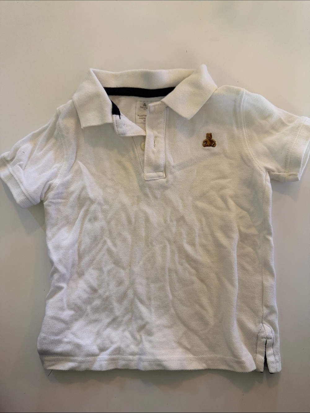 GAP White Polo with Small Brown Bear Patch - Kids